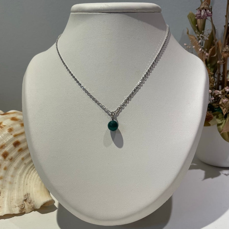 Ketting in zilver met hanger groenagaat