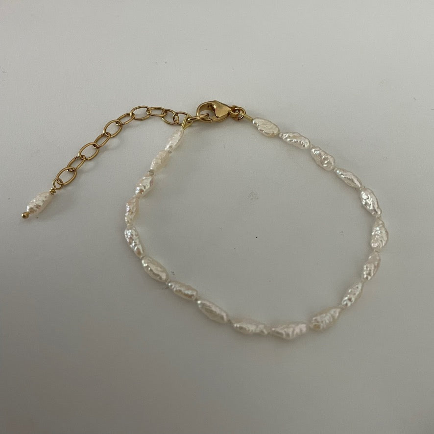 armband met rijstparels en verlengketting