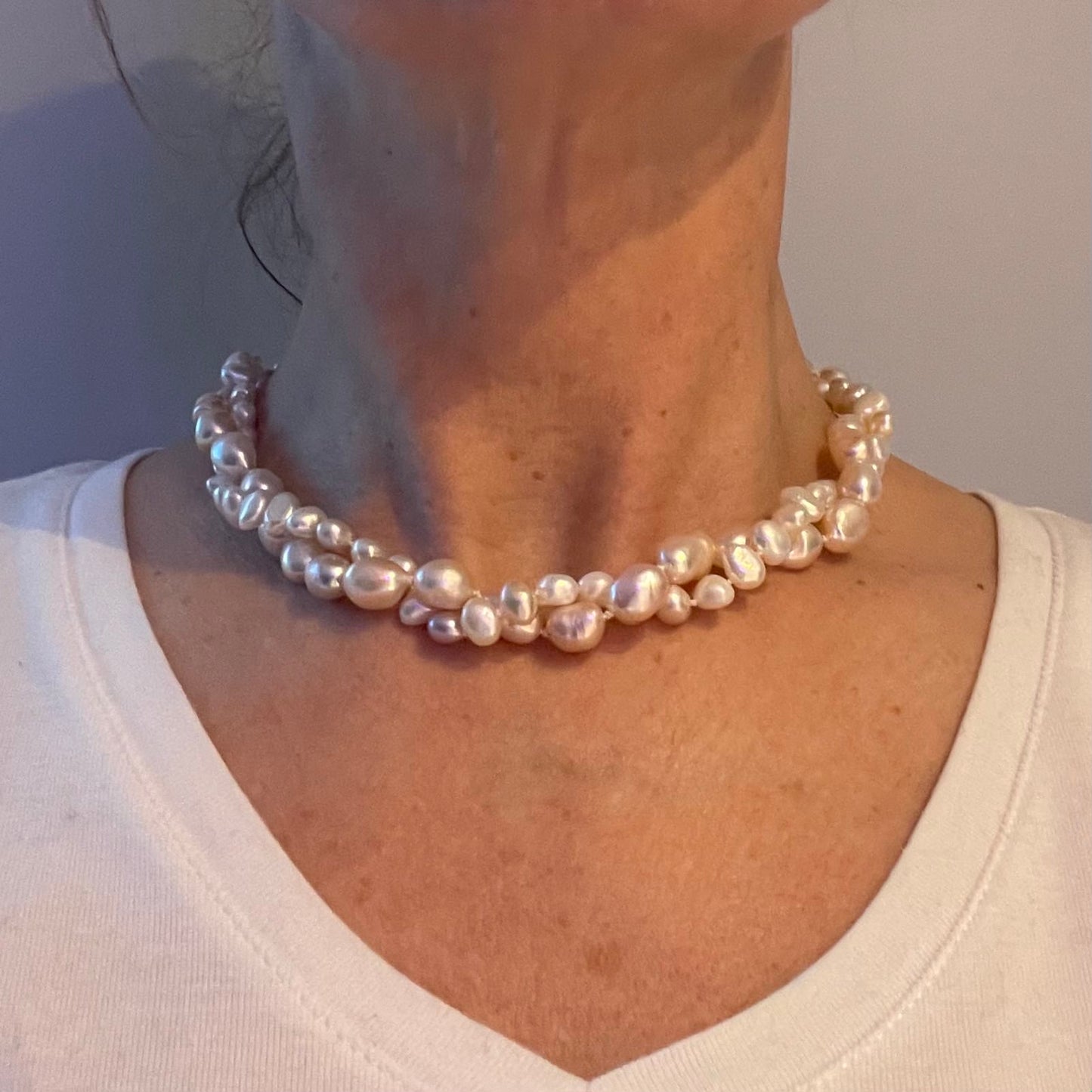 Dubbel Collier met zoetwaterparels