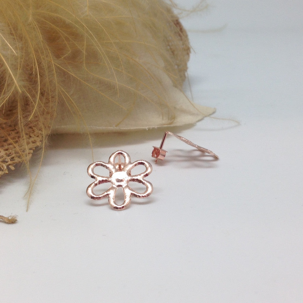 oorbellen velvet flower rood verguld zijaanzicht