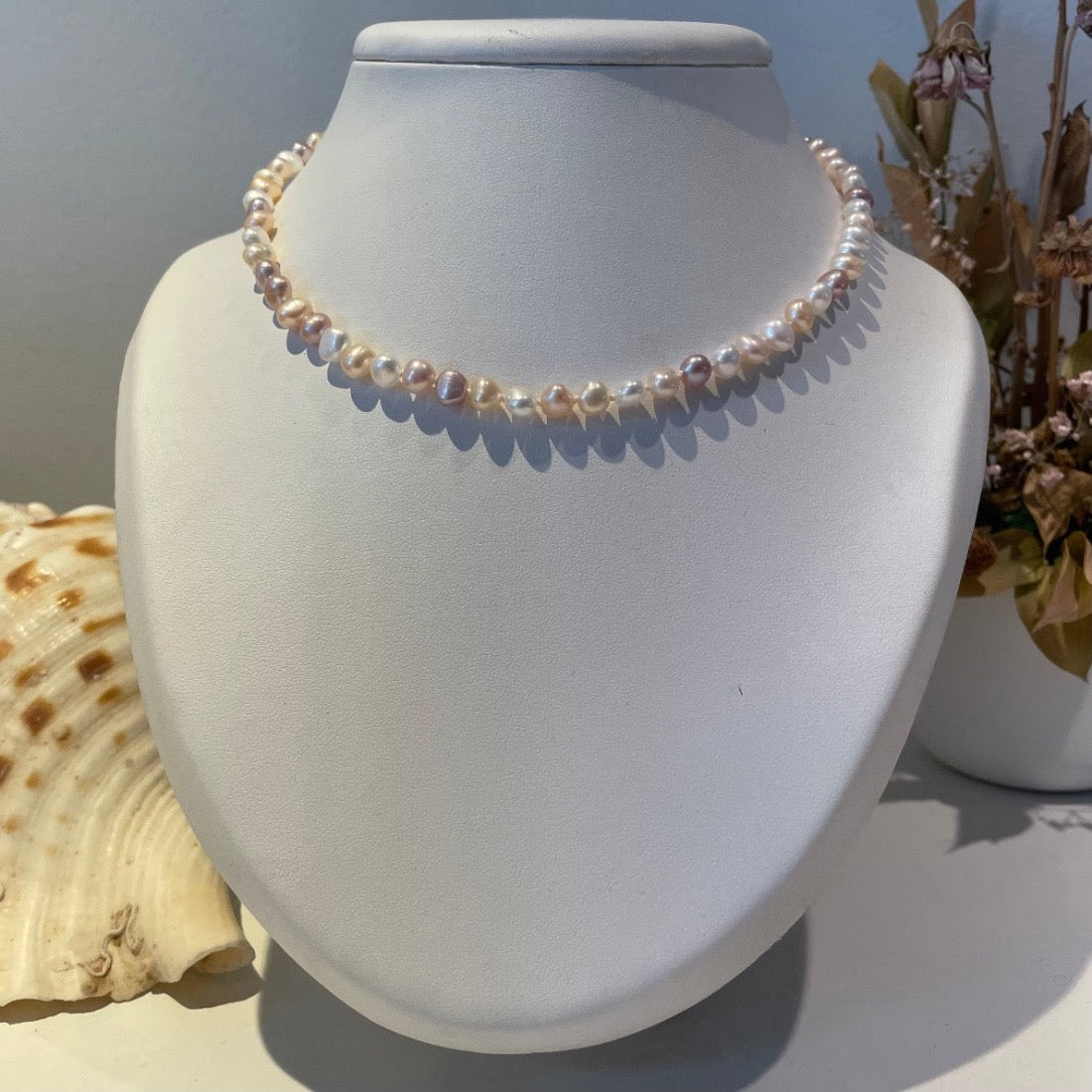 Collier met parels in multicolor