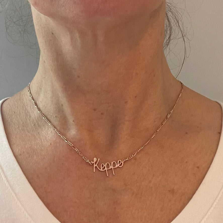 Naamketting rood verguld Keppe