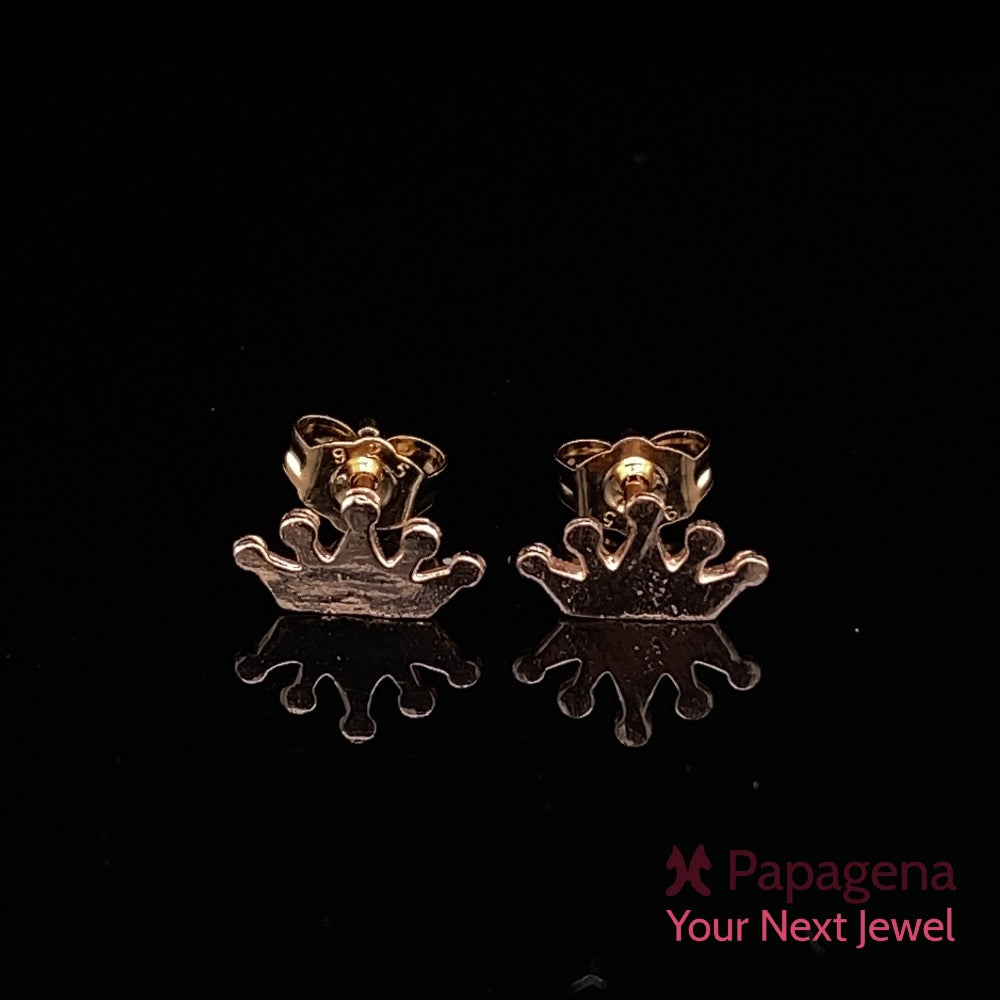 Oorbellen Queen & King rood verguld