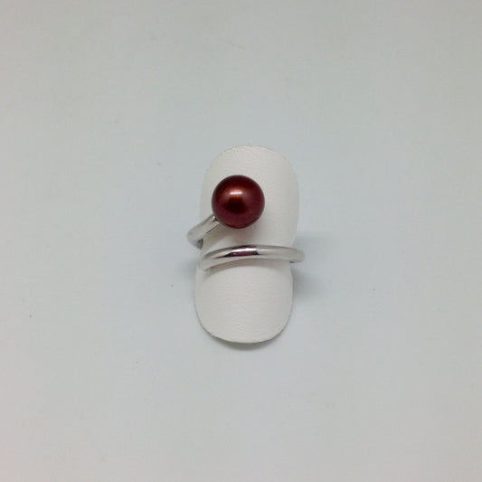 Ring Hundertwasser met chocoladekleurige zoetwaterparel en diamant vooraanzicht