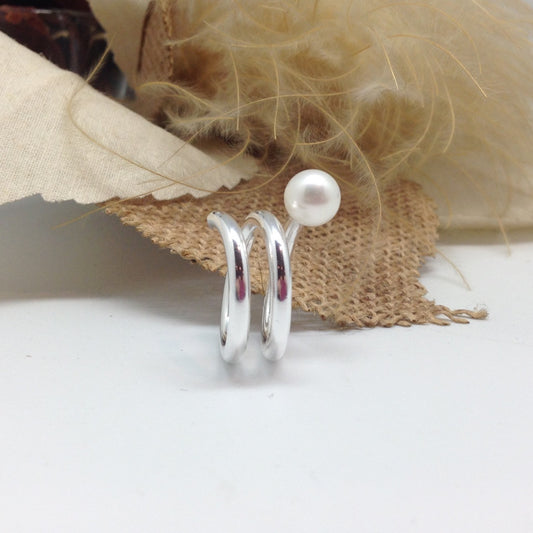 Ring 'Hundertwasser' met witte zoetwaterparel